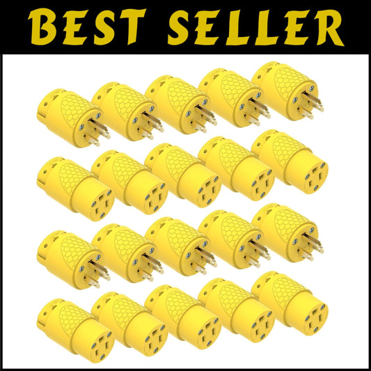 Yellow Electrical Replacement Plug Kit for Extension Cords, 15A 3-Prong Design