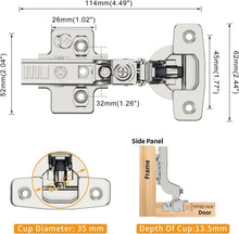 Load image into Gallery viewer, Durable Euro-Style Soft Close Cabinet Hinges - 50 Pack with Easy Installation