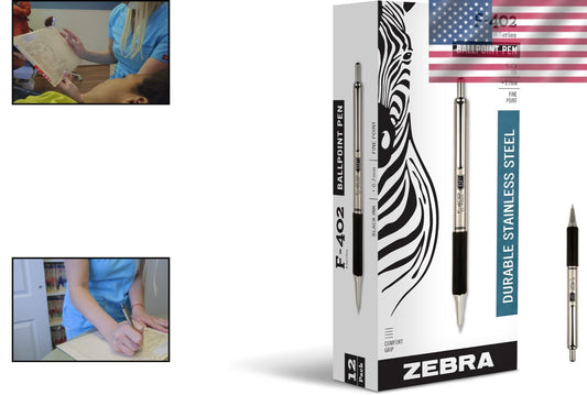 Elegant Zebra F402 Retractable Ballpoint Pen, 12 Count, Superior Writing Quality