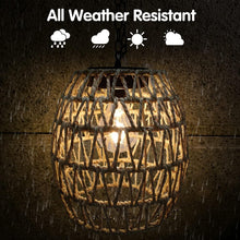 Load image into Gallery viewer, Charming Outdoor Solar Lantern - Woven Bamboo for Garden and Patio Lighting