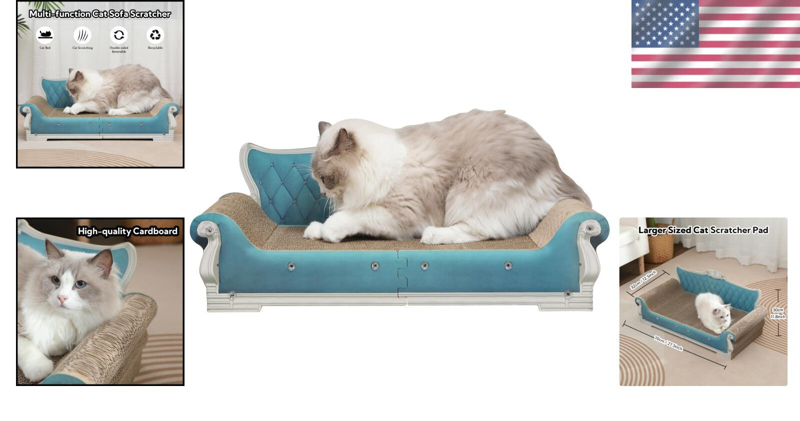 Versatile Cat Couch Shape Scratch Pad for Active Indoor Cats – Includes Catnip