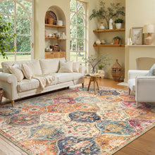 Load image into Gallery viewer, Soft Faux Wool 5x7 Area Rug - Stain-Resistant Floral Trellis for Easy Living