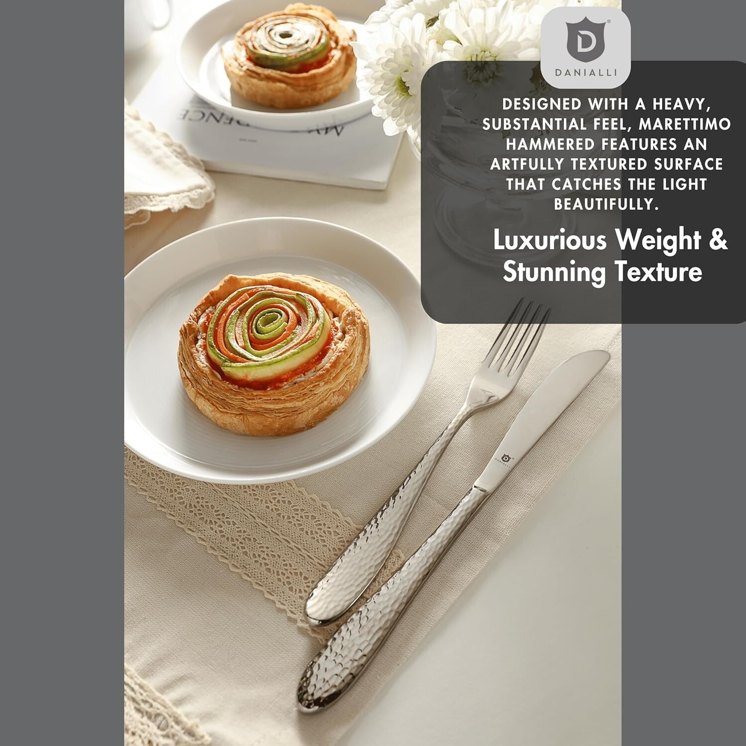 Luxurious 30-Piece Hammered Stainless Steel Silverware Set for 6—Dishwasher Safe