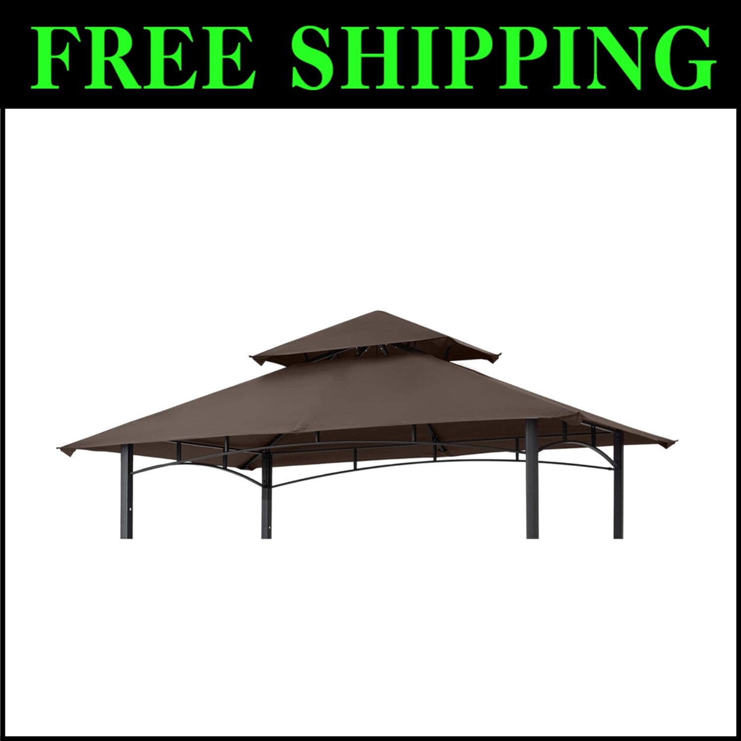 Durable Rectangular Replacement Canopy for Grill Gazebo L-GG001PST-F - Brown