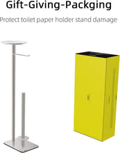 Load image into Gallery viewer, Stylish Free Standing Toilet Paper Holder Stand with 4 Roll Capacity in Brush...