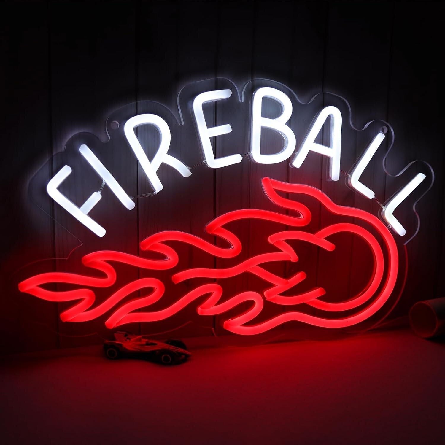 Classic FIREBALL Whiskey Neon Light - Decorative Bar Sign for Home & Office
