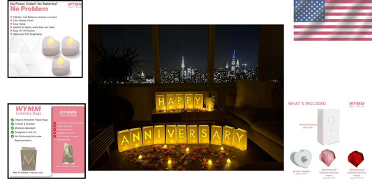 Enchanting Wedding Anniversary Decorations with LED Tealights & Rose Petal Set