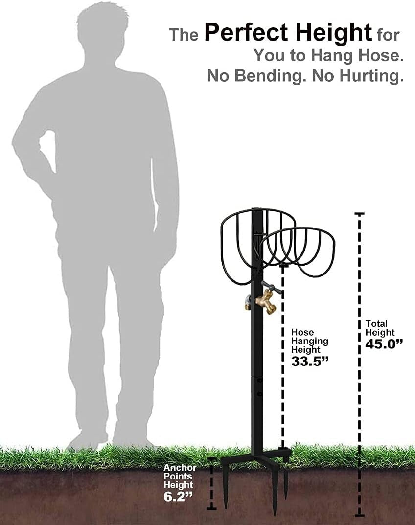 Portable Garden Hose Holder with Heavy-Duty Brass Faucet - Lightweight Design