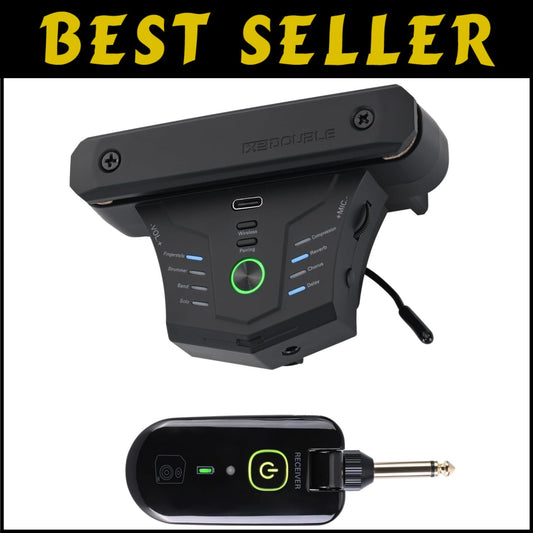 Compact Acoustic Guitar Resonance Pickup with Wireless & Wired Options - Black