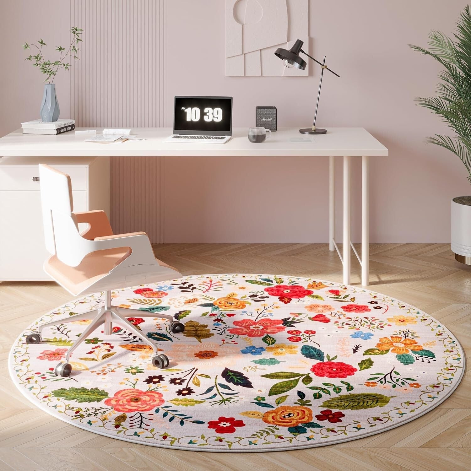 Kid & Pet-Friendly 6ft Washable Round Rug - Soft Low Pile for High Traffic