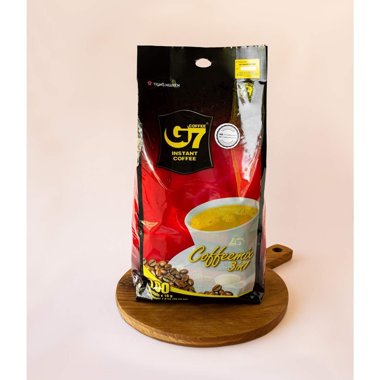 G7 3-in-1 Instant Coffee Pack - Bold Dark Roast with Creamer & Sugar (100 Pack)