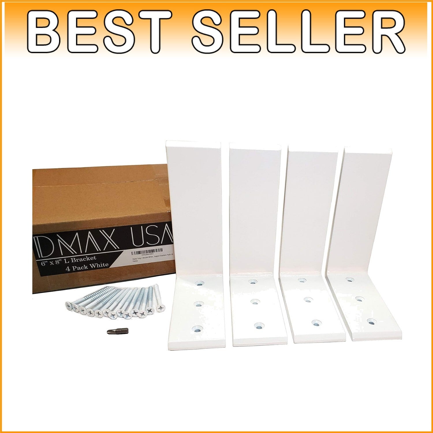 Precision-Engineered Steel L Brackets 6x8 | 4-Pack for Floating Counte ...
