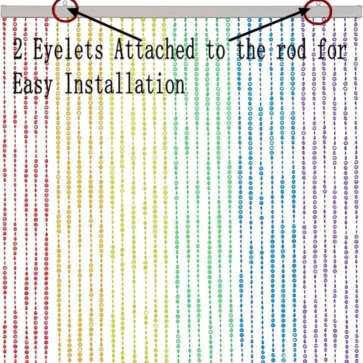 3FTx6FT Diamond Cut Beaded Curtain - Elegant Rainbow Decorative Room Divider