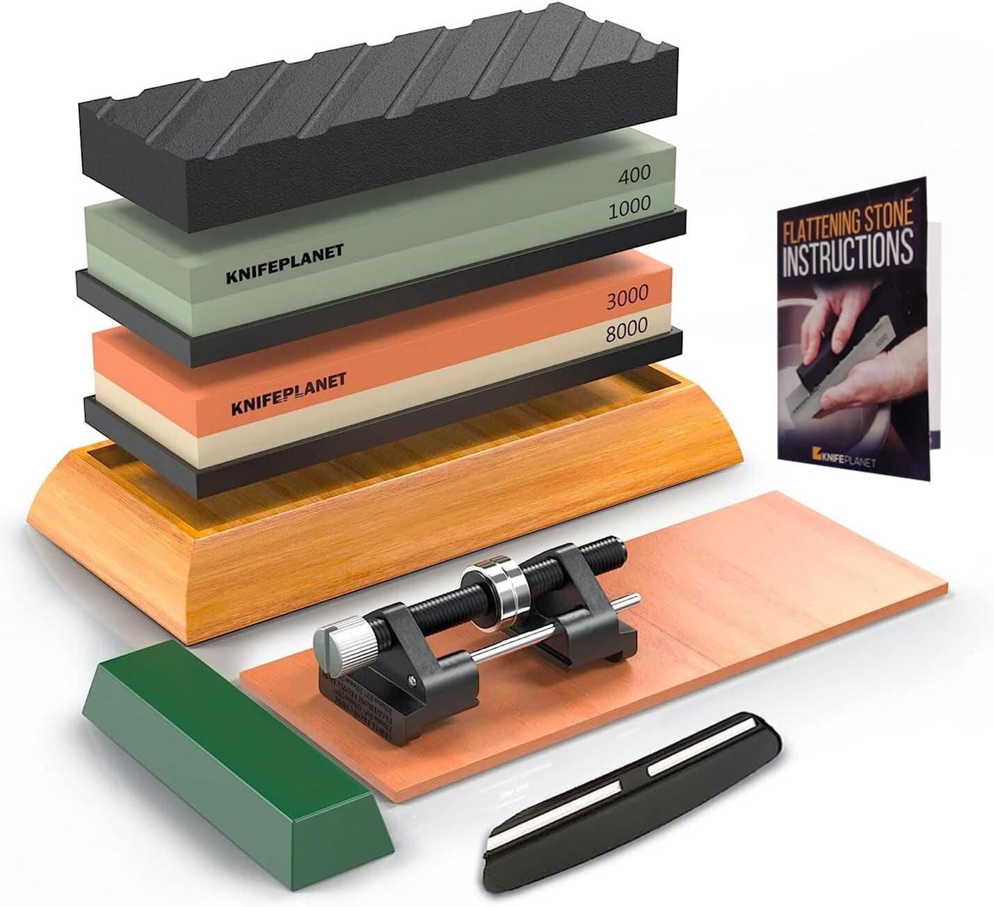 Professional Knife Sharpening Whetstone Set with Non-Slip Rubber Bases Included
