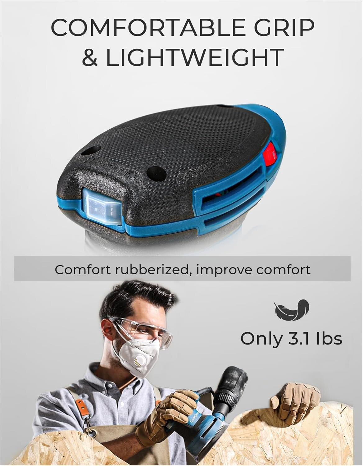 5-Inch Random Orbital Sander 380W with 20 Sandpapers & Dust Bag for Woodwork