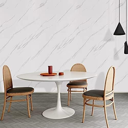 Elegant Gray/White Glossy Marble Self-Adhesive Wallpaper for Effortless Style