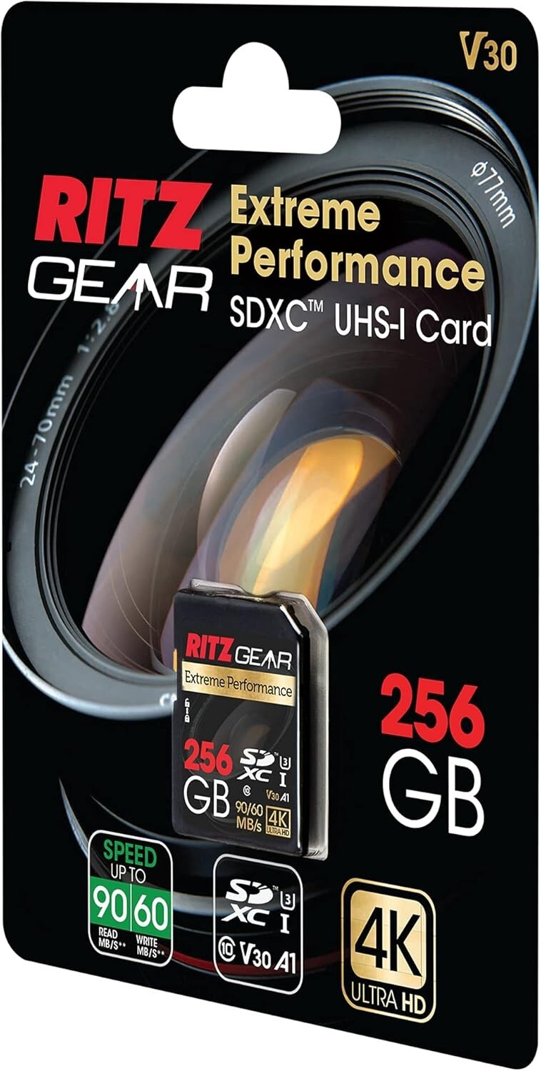 High-Speed 256GB SD Card for 4K Videos, Waterproof & Shockproof Protection