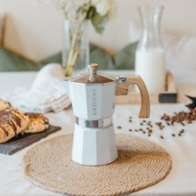 Load image into Gallery viewer, White Milano 6-Cup Stovetop Espresso Maker with Milk Frother - Modern Design
