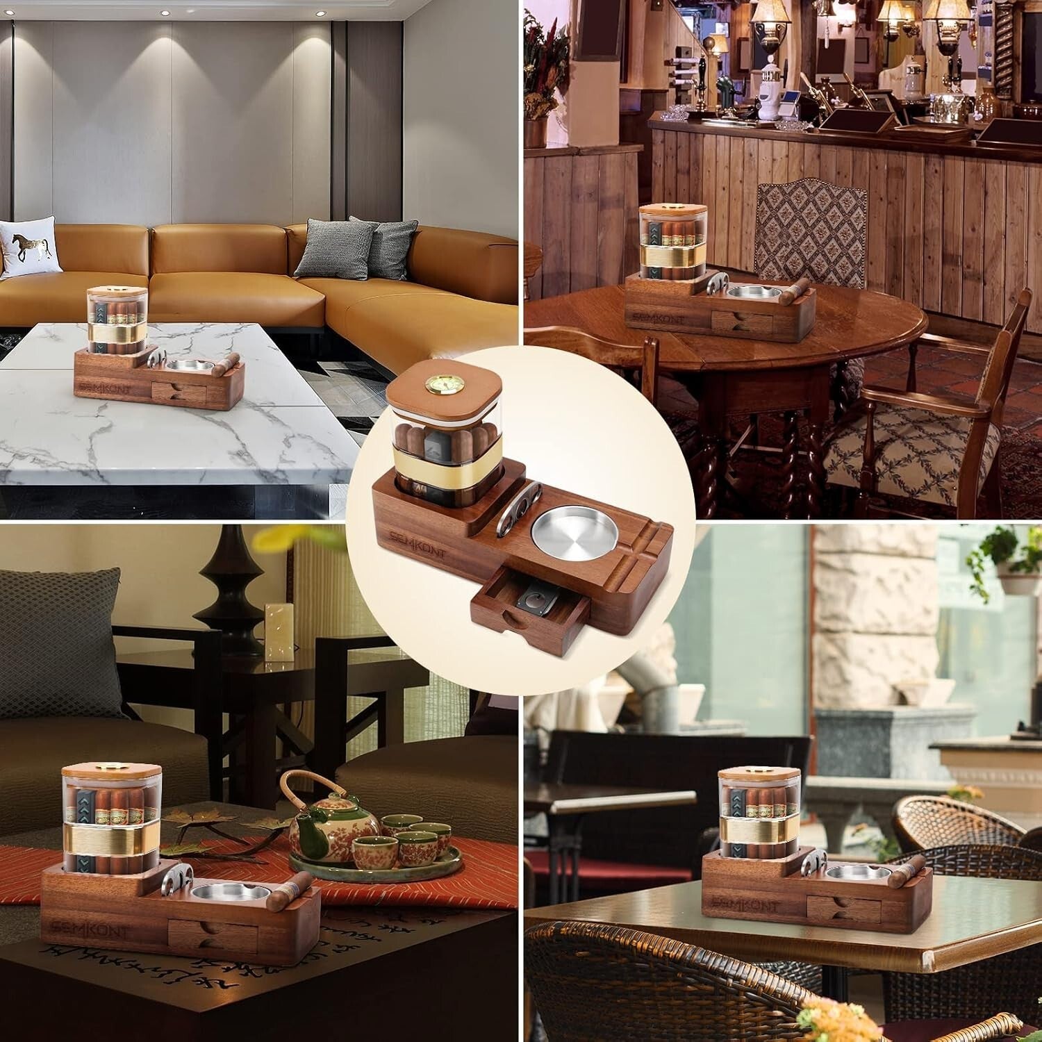 High-End Cigar Accessories Gift Set: Humidor, Ashtray, and Cutter Included