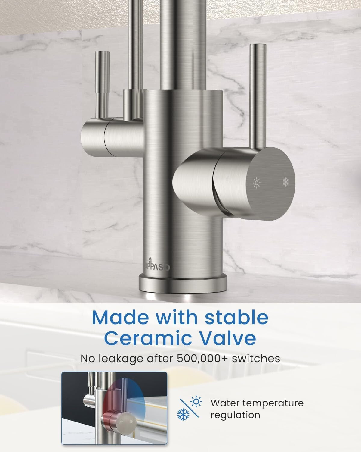 3-in-1 Pull Down Kitchen Faucet with Integrated Drinking Water - Brushed Nickel