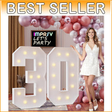 Load image into Gallery viewer, Stunning 4FT Light Up Marquee 30 Numbers - Perfect Party Engagement Decor
