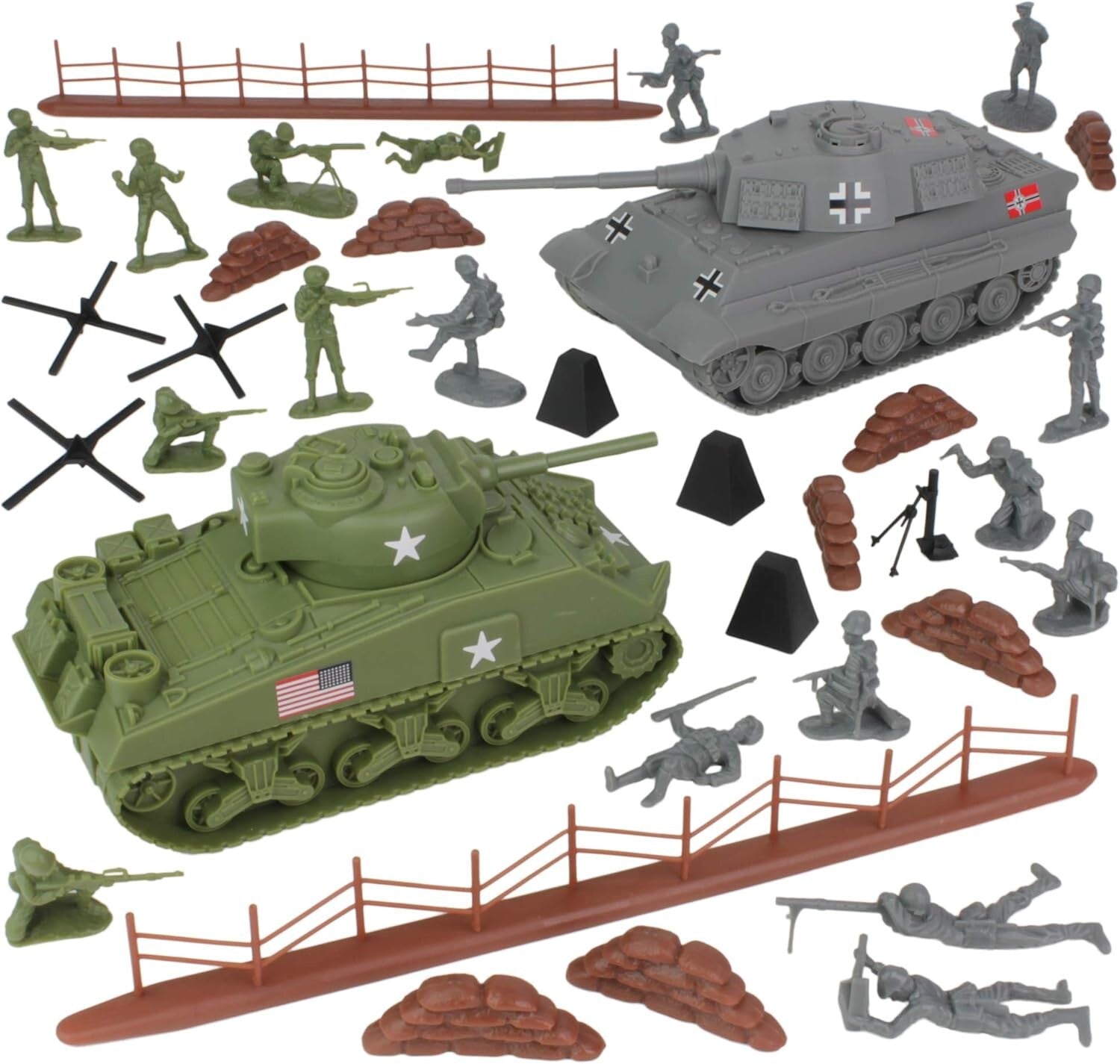 BMC WW2 D-Day Tank Battle Playset: 36pc Army Men & Tanks for Epic Adventures