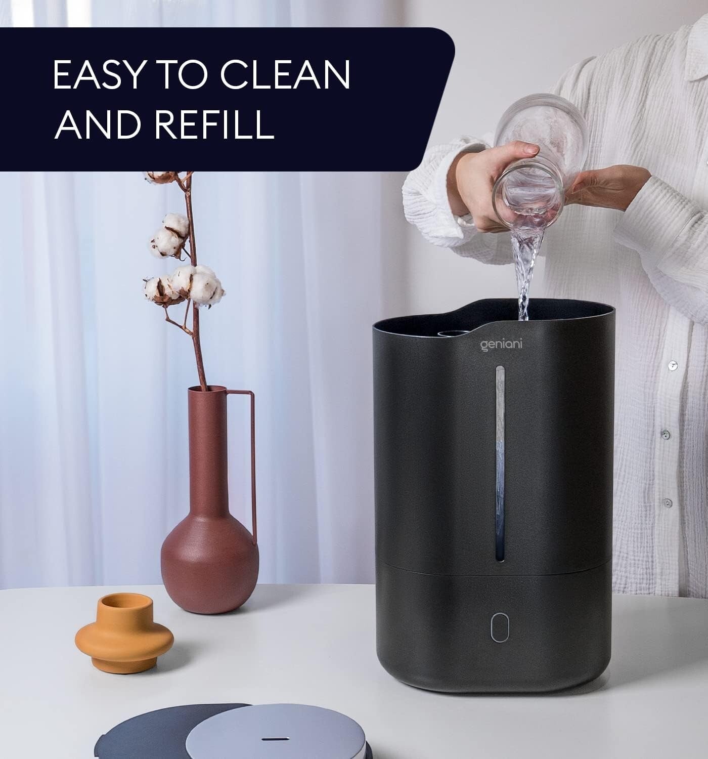 6L Top Fill Humidifier & Essential Oil Diffuser – Black Ultrasonic Quiet Mist