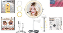 Load image into Gallery viewer, Rechargeable 9-Inch Vanity Mirror with 60 LEDs - Dimmable &amp; 3 Color Lights