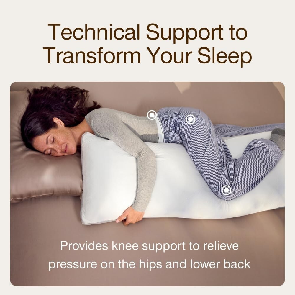 Full Body Support Pillow 18x52 for Pregnancy & Side Sleepers - Cool+ Adjustable