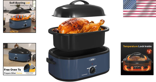 Stainless Steel Electric Roaster Oven with Defrost/Warm Feature - 20 Qt Capacity