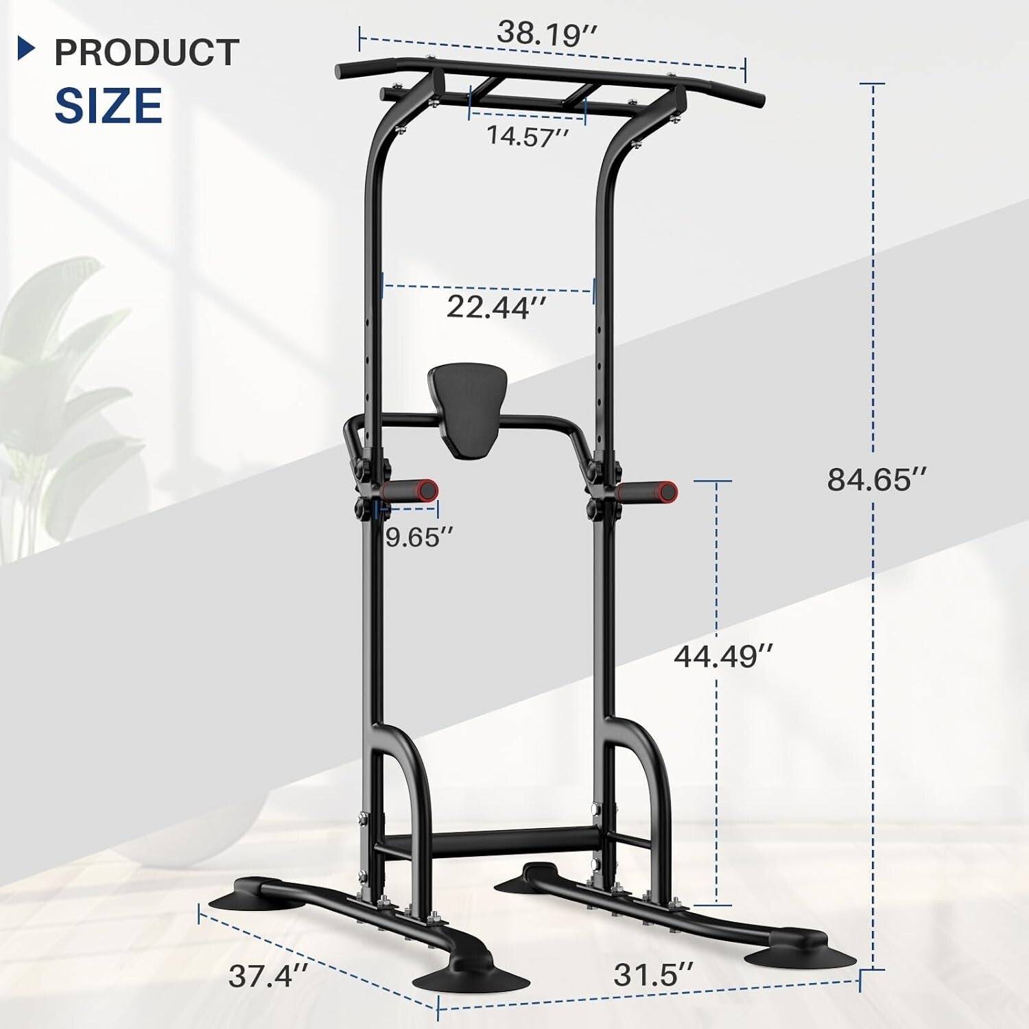 Durable Power Tower Fitness Equipment - Adjustable Height, Non-Slip Grip