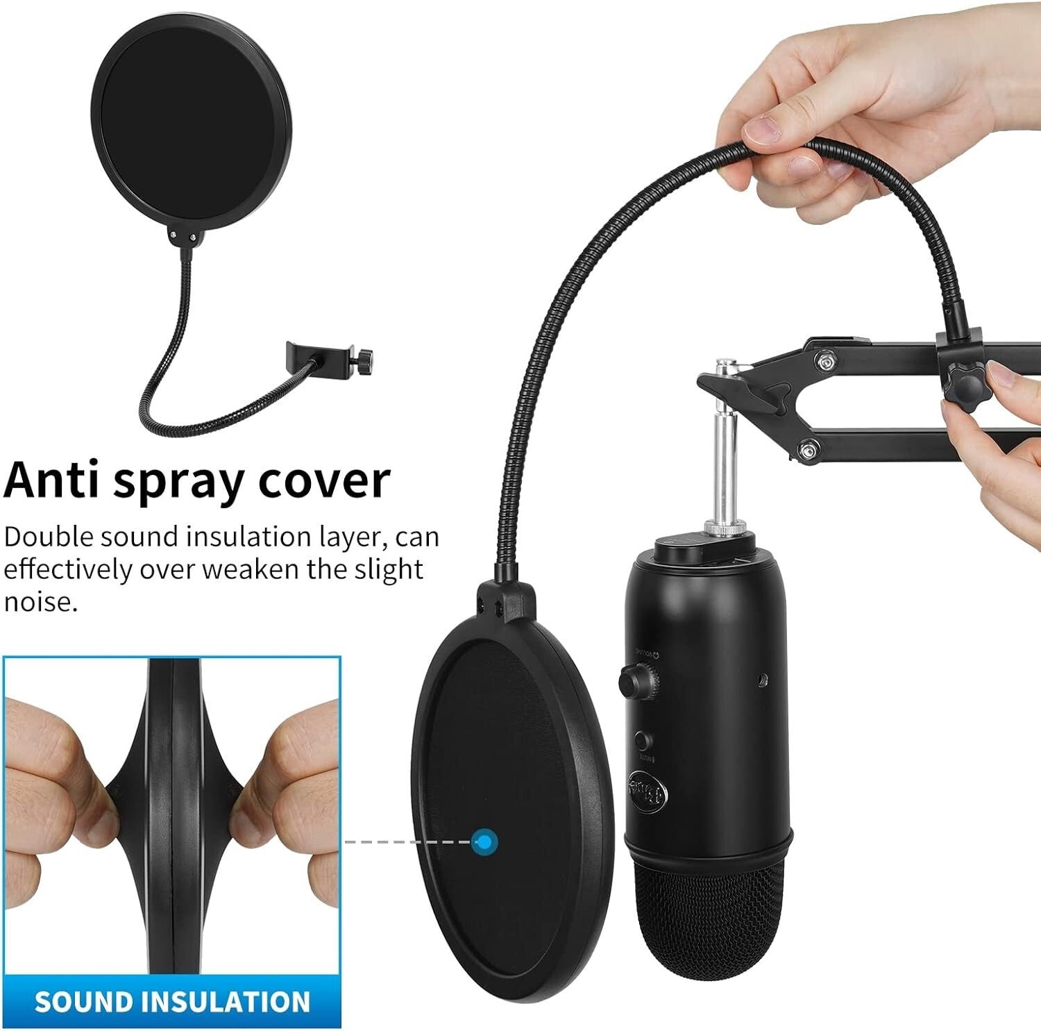 Adjustable Heavy-Duty Microphone Boom Arm with 5/8” and 1/4” Adapters Included