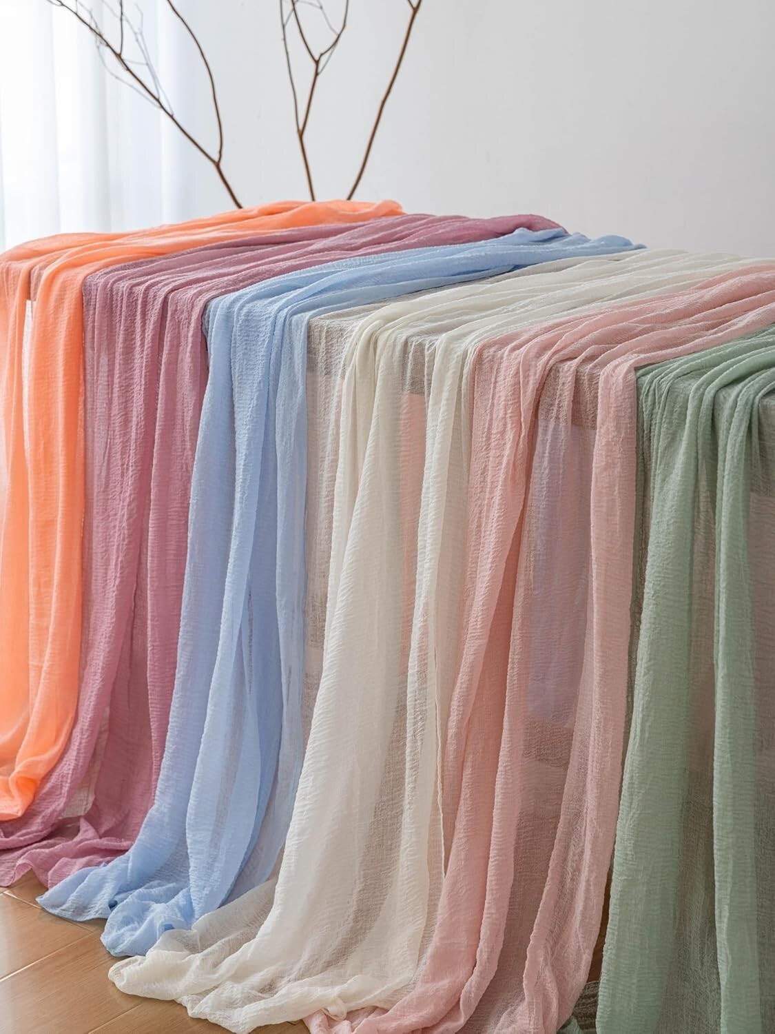 Breathable Cotton Cheesecloth Runners - Sage Green 6pcs for Elegant Decor