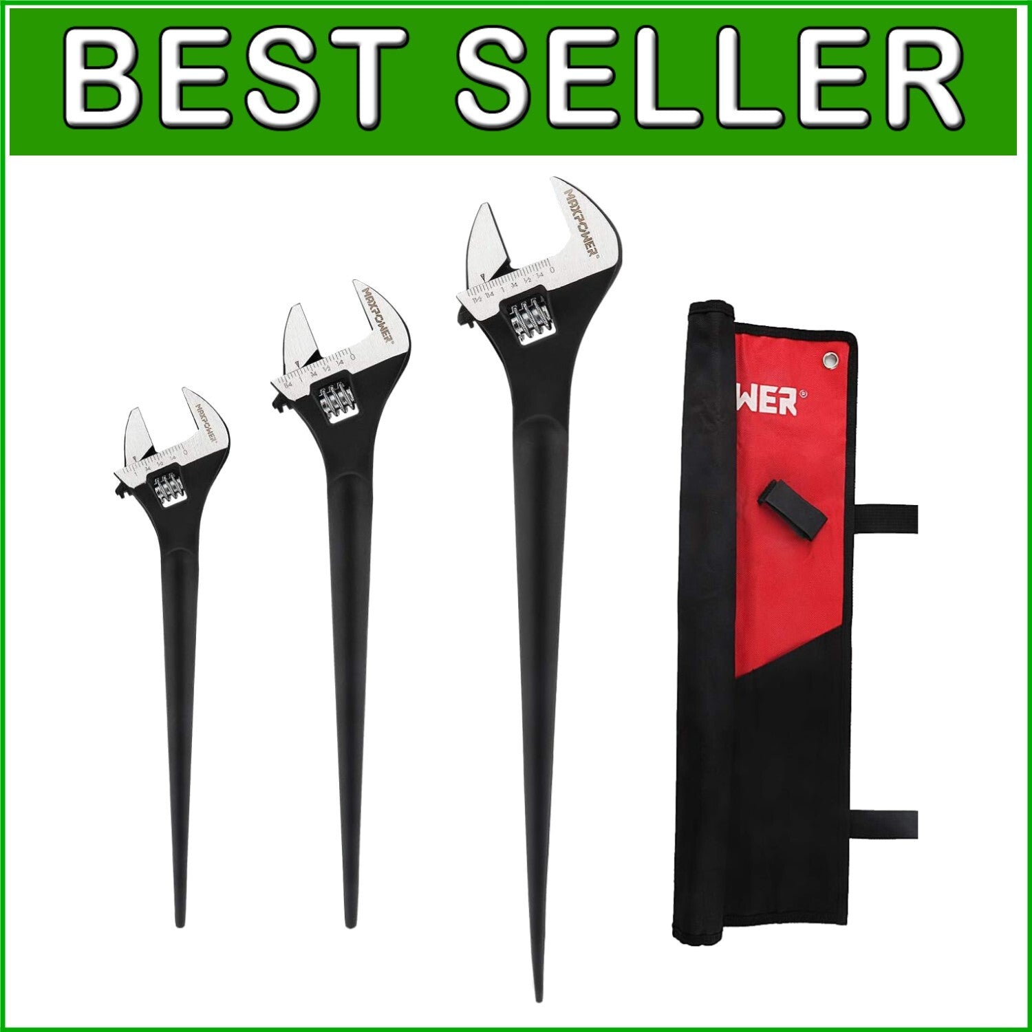 Corrosion-Resistant Adjustable Wrench Set: 10in, 12in, 16in with Durable Kitbag