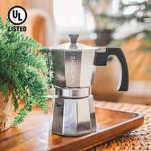 Load image into Gallery viewer, Premium Milano Moka Pot Stovetop Espresso Coffee Maker - 6 Cups, Silver Finish
