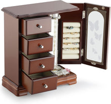 Load image into Gallery viewer, Chic Jewelry Box with 4 Drawer Design, Mirror &amp; Necklace Holder - Gift Ready