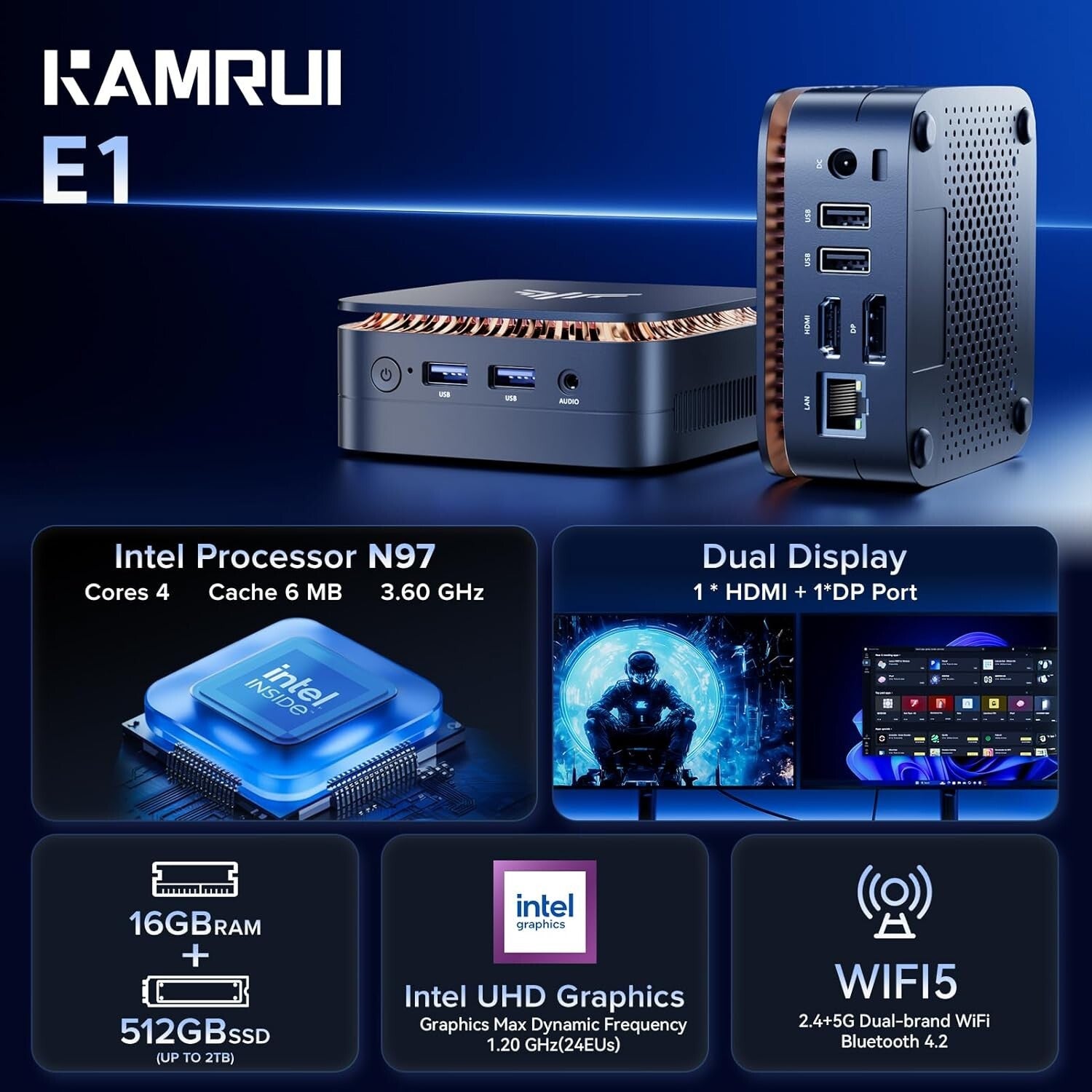 Ultra-Portable Mini PC with 12th Gen CPU, Ideal for Home, Office & Multimedia