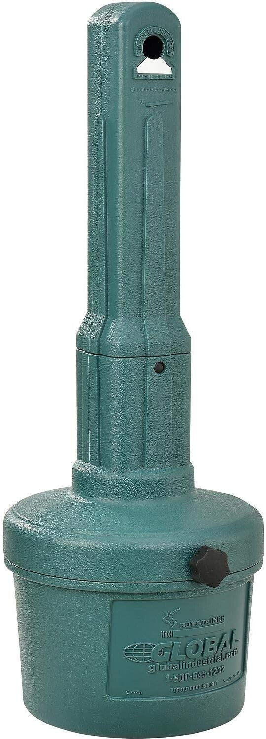 Elegant 1.5-Gallon Green Free Standing Outdoor Ashtray with Stainless Steel Lid