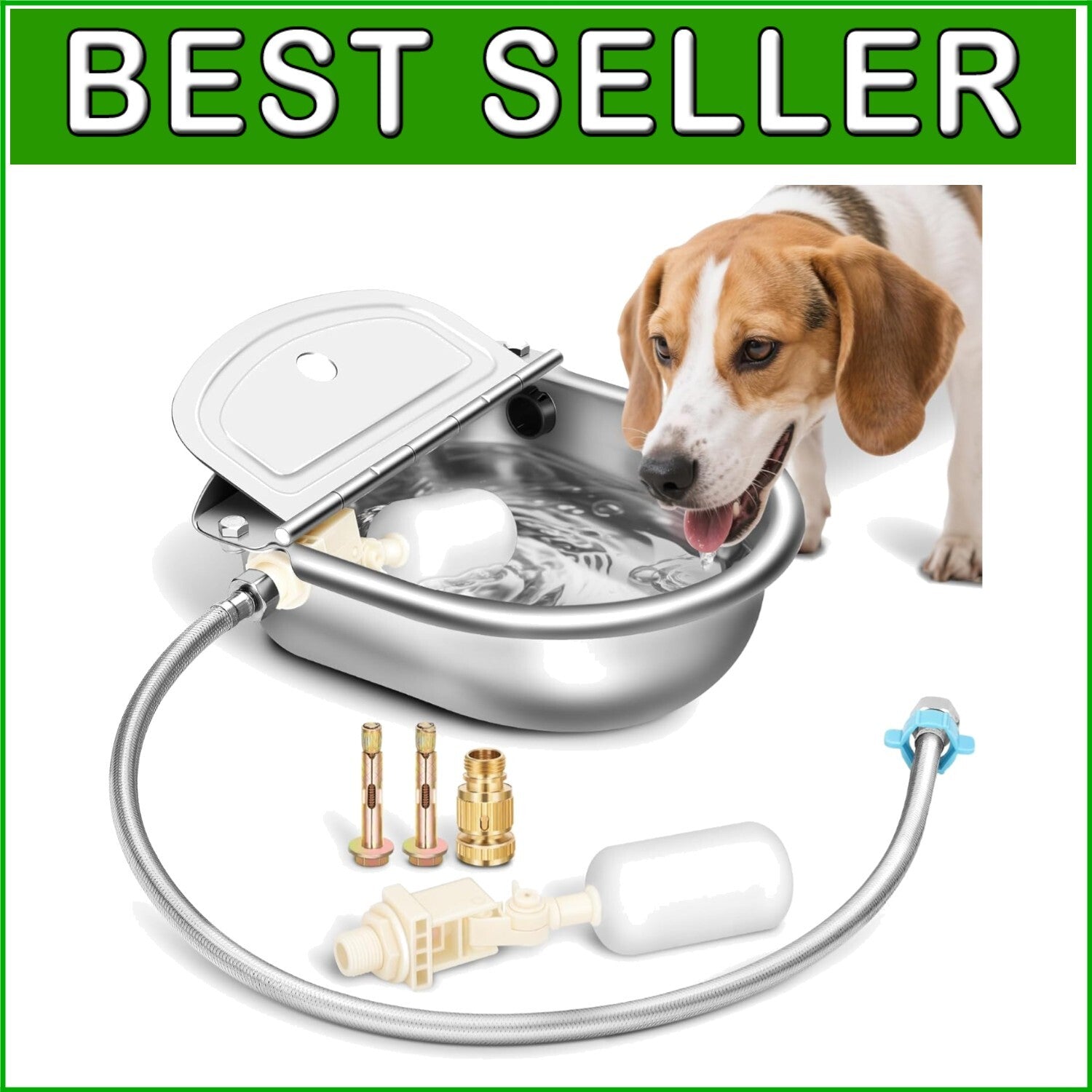2.5L Auto-Filling Stainless Steel Water Bowl Kit for Farm Animals - Complete Set
