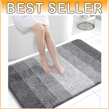 Load image into Gallery viewer, Plush 50x30 Quick Dry Bath Rug - Non-Slip Grey Microfiber with Rubber Backing