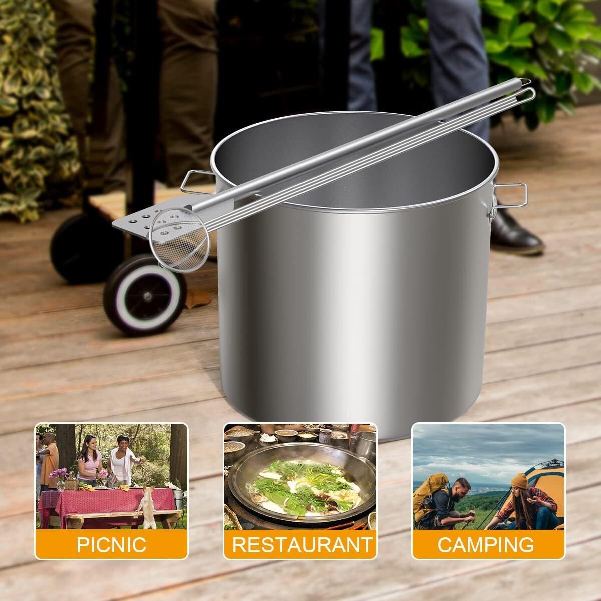 42" Stainless Steel Stirring Paddle & 40" Mesh Skimmer Cooking Set