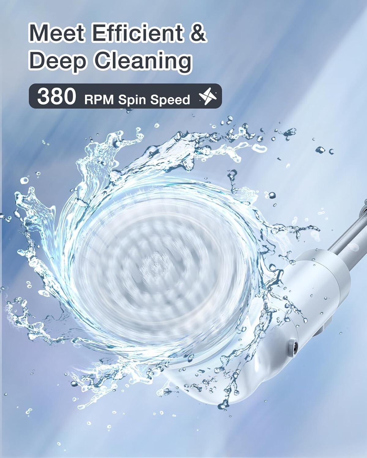 High-Speed 380 RPM Electric Spin Scrubber with 4 Brush Heads for All Surfaces