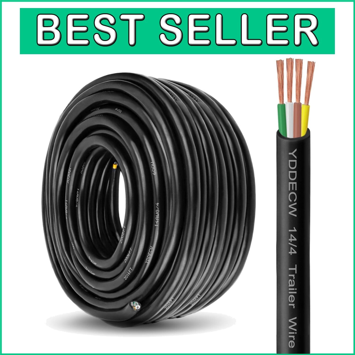 100FT 14 Gauge 4-Wire Copper Extension Cord for RVs and Automotive Applications