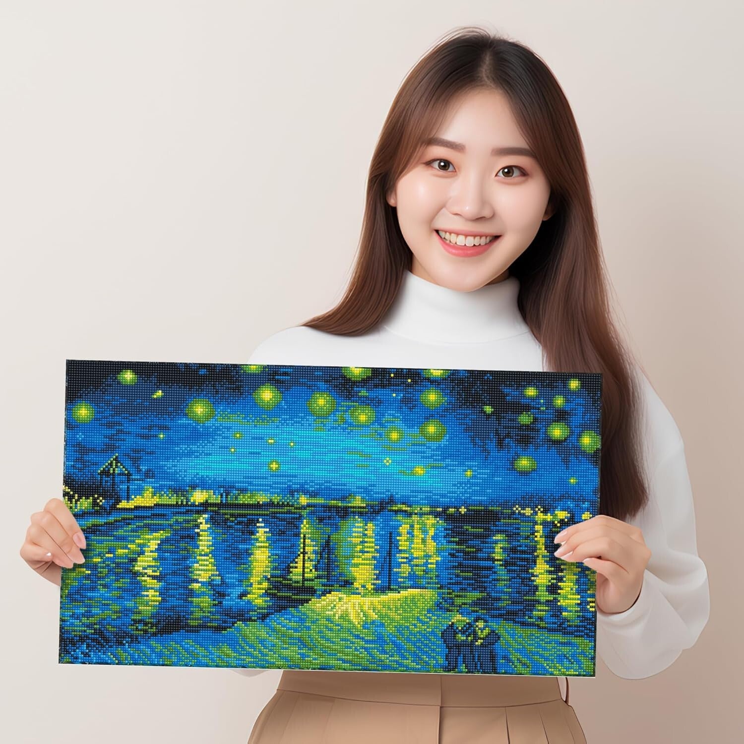 Diamond Painting Kit - Create Van Gogh's Starry Night Over the Rhône Masterpiece