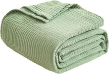 Load image into Gallery viewer, Generous Size Cotton Throw Blanket - Stylish Sage Green for Modern Living Spaces