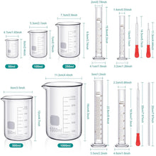 Load image into Gallery viewer, Multi-Size Borosilicate Glass Beaker &amp; Measuring Cylinder Set for Experiments