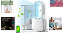 Load image into Gallery viewer, Rechargeable Bladeless Desk Fan with 5-Color LED Light - 3 Speed Quiet Operation