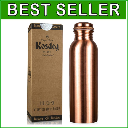 Rustic 34oz Copper Water Bottle - Handmade & Leak-Proof for Health Enthusiasts