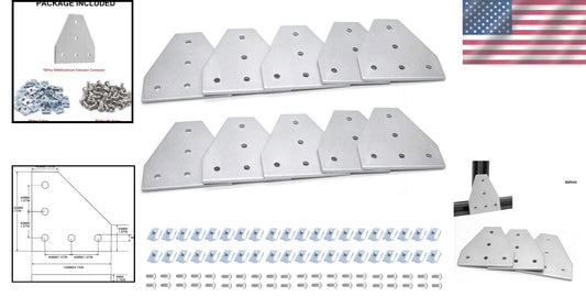 10pc Aluminum 4040 Corner Bracket T Joint Plate Connector for Stable Structures