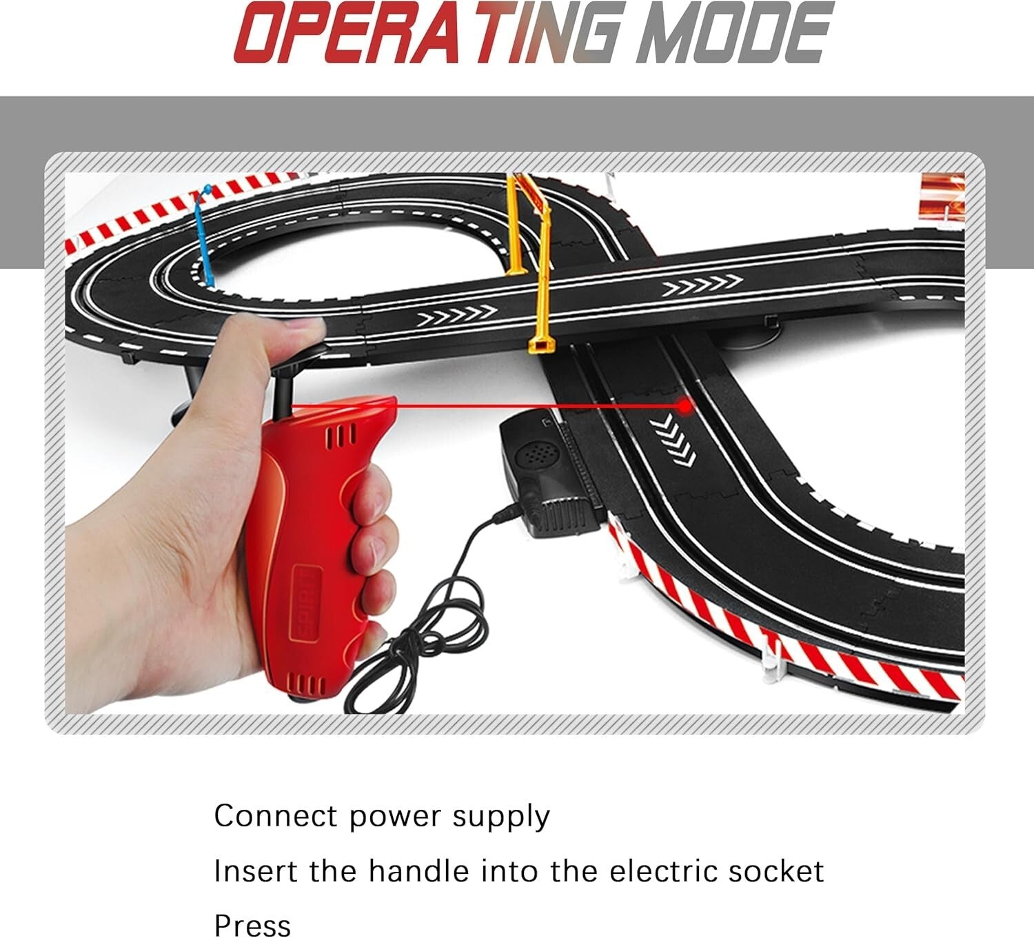 Kids Electric Slot Car Racing Set - Includes 2 Cars, Loop, and Fly-Over Track